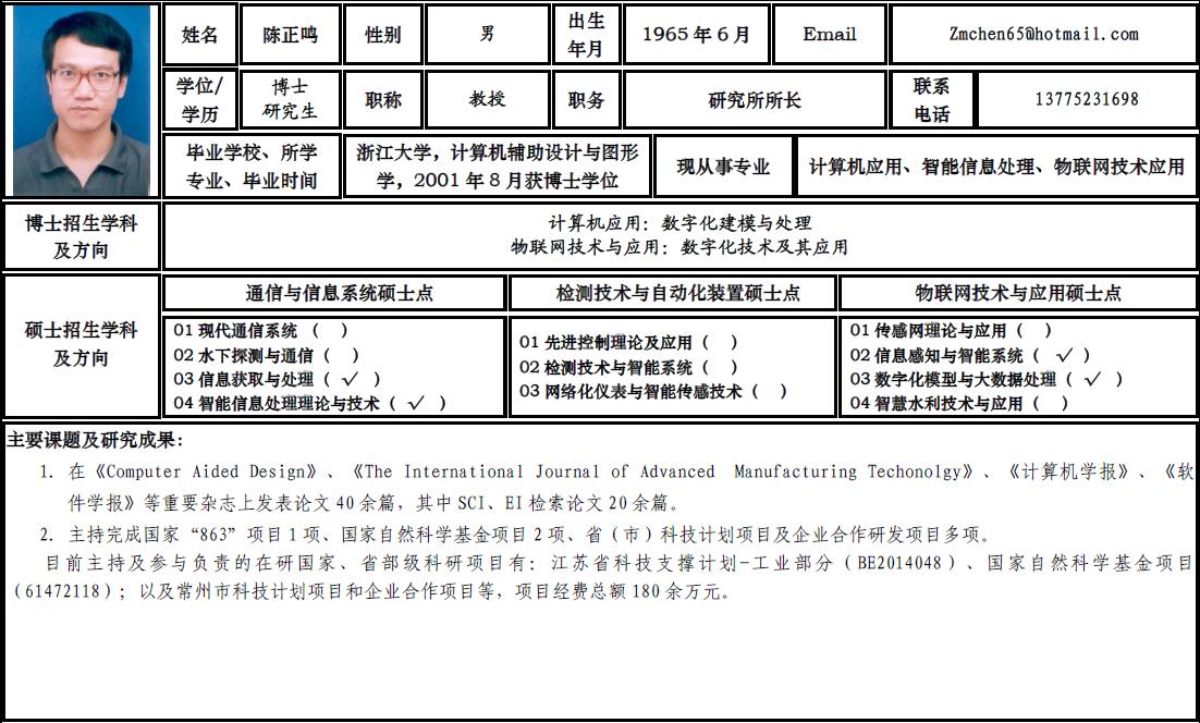 导师信息表-陈正鸣